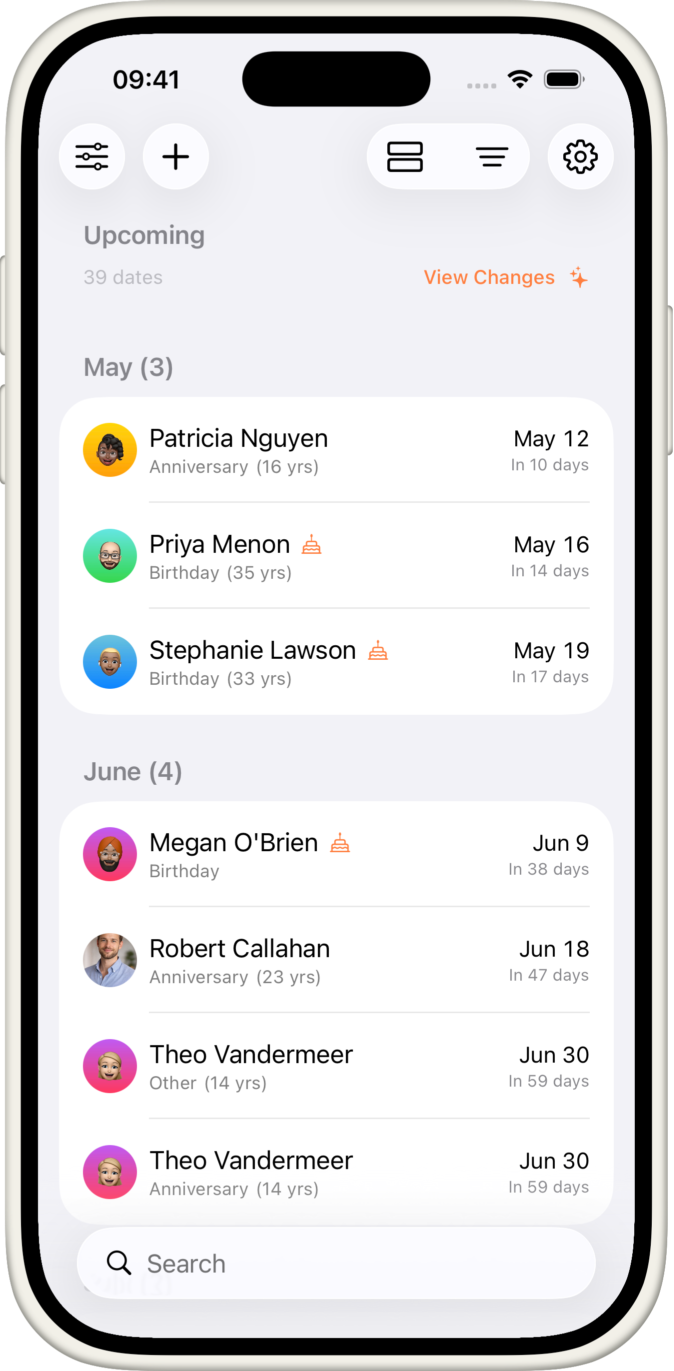 KeepDates app screenshot
