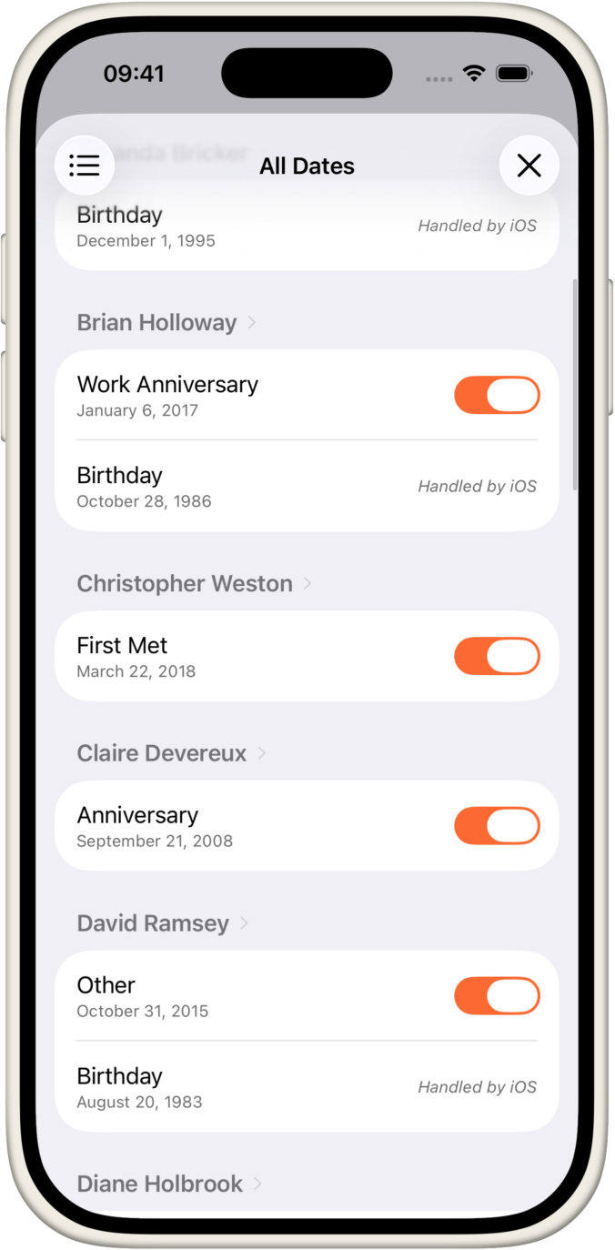 KeepDates app screenshot