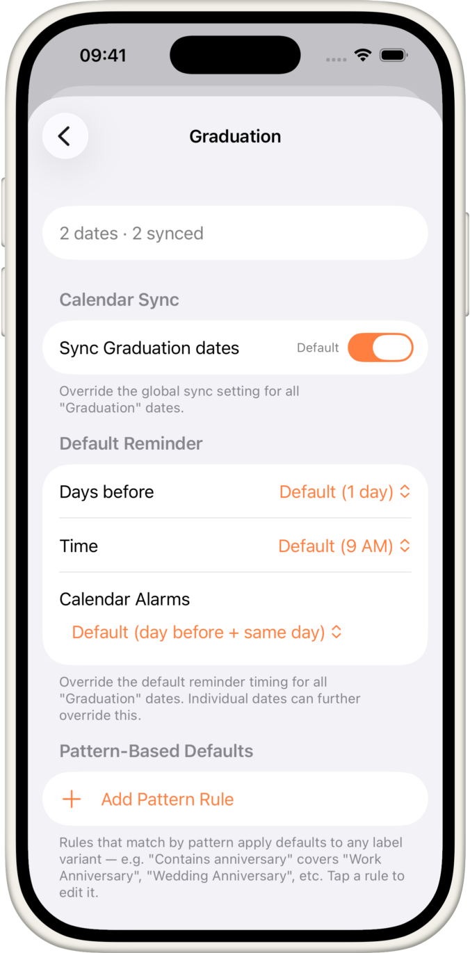 KeepDates customization