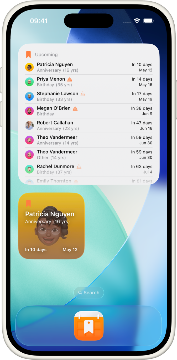 KeepDates widgets